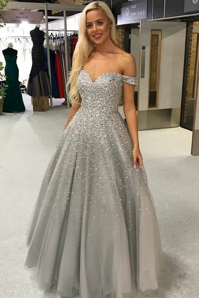 Silver Color Evening Dress